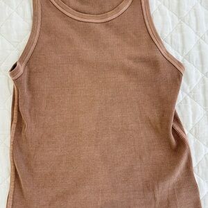 AMO Ribbed Brown Sleeveless Top